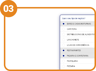 Etapa 03: Marque qual tipo de negócio no cadastro